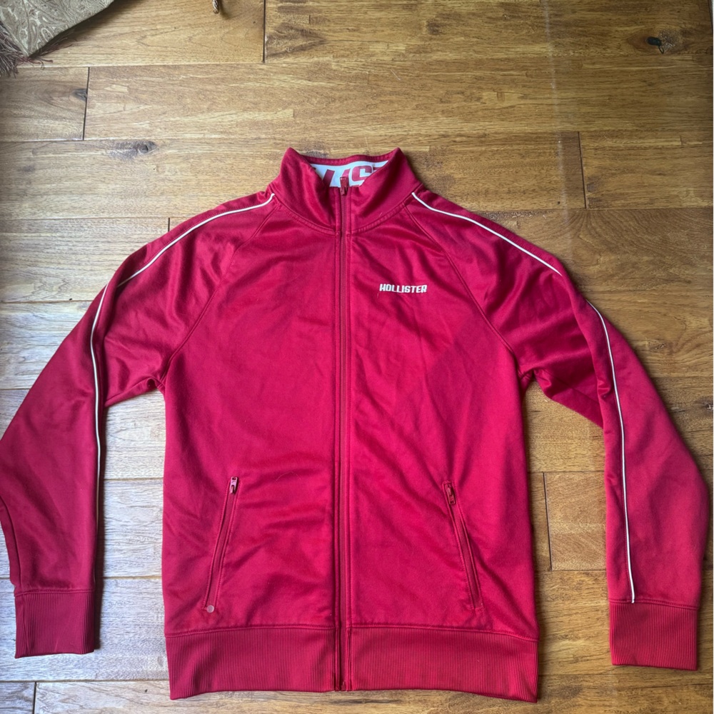 Hollister Red Track Jacket with White Accents